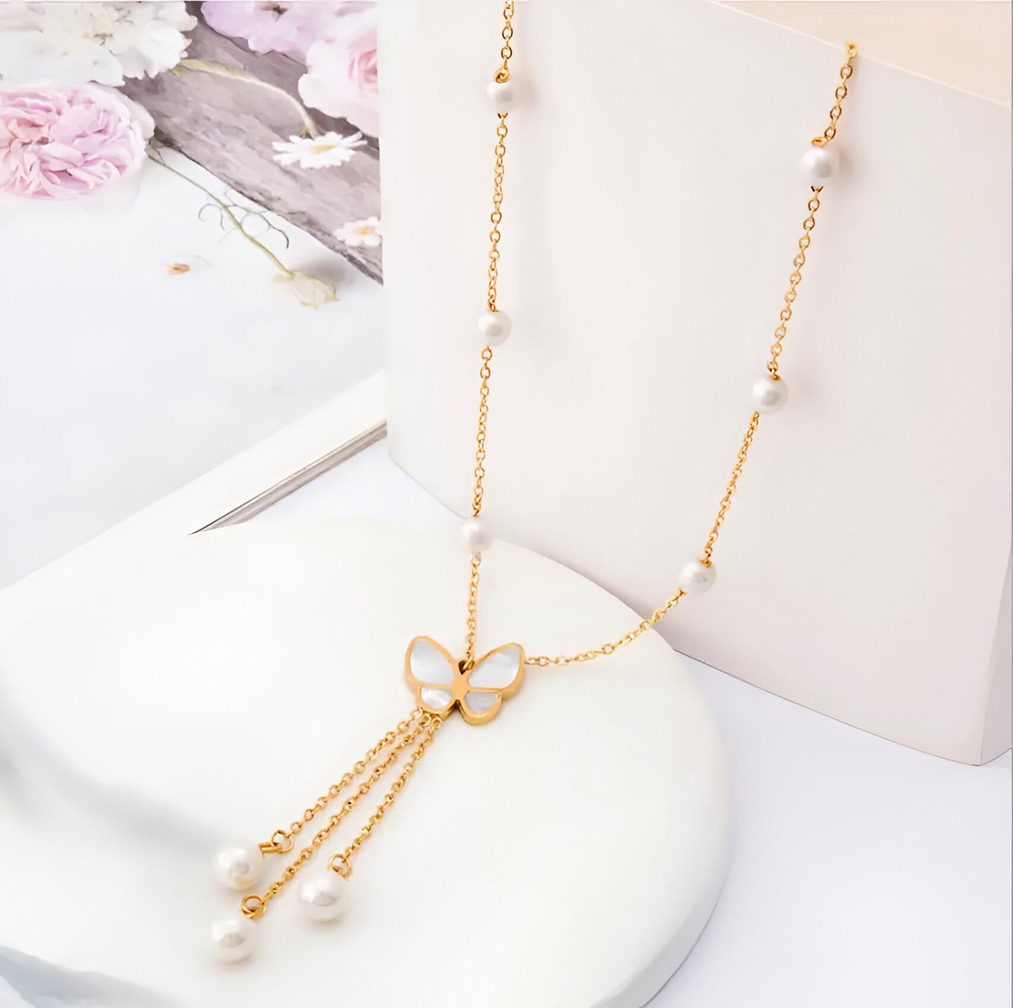 Butterfly Pearl Necklace